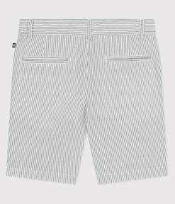 Petit Bateau Shorts, Jeans, Hosen*Kinder-Bermudashorts aus Baumwolle mit Streifen weiss MARSHMALLOW/blau BRUT