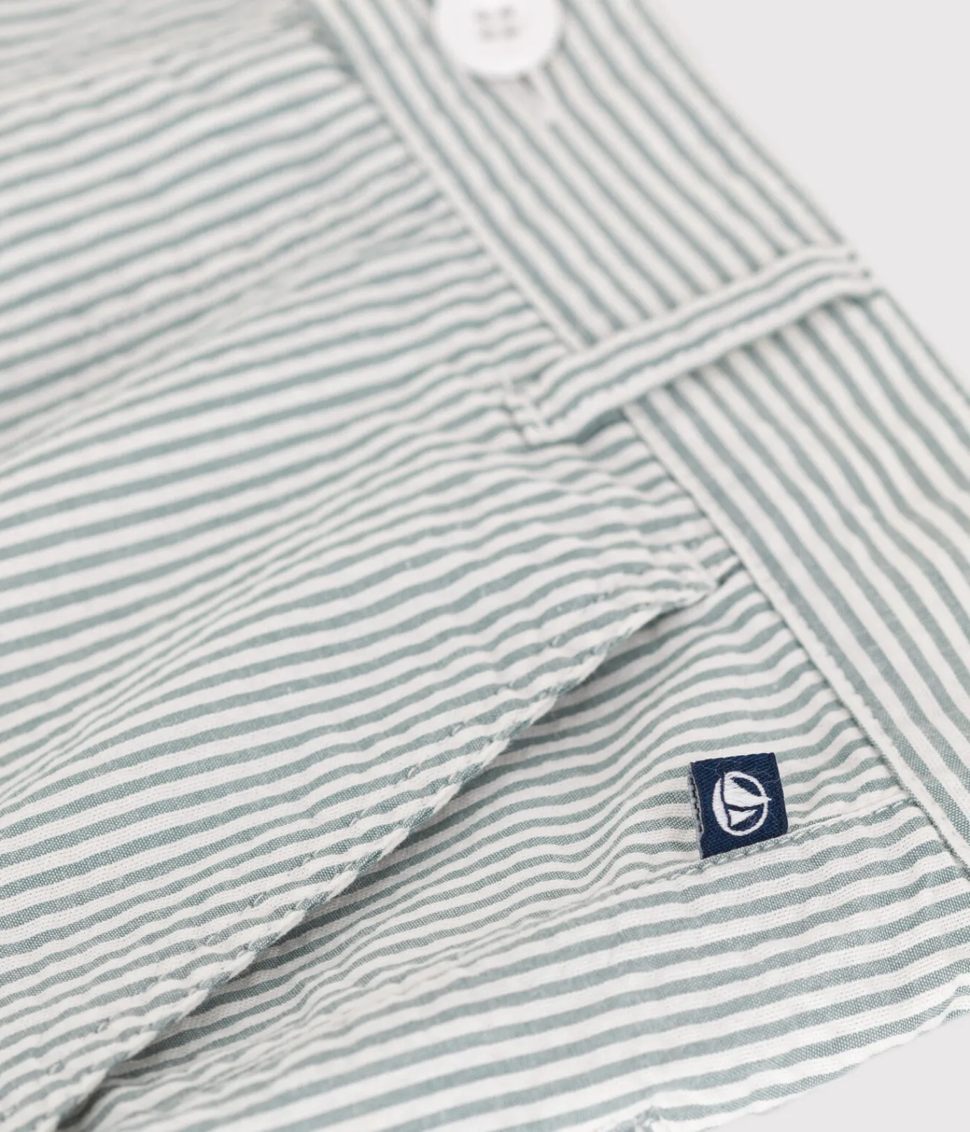 Petit Bateau Shorts, Jeans, Hosen*Kinder-Bermudashorts aus Baumwolle mit Streifen weiss MARSHMALLOW/blau BRUT