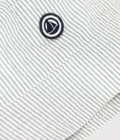 Petit Bateau Accessoires, Mützen, Caps*KINDERBOB AUS SEERSUCKER-BAUMWOLLE FÜR JUNGEN weiss MARSHMALLOW/blau BRUT