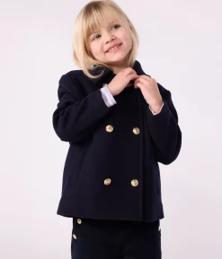 Petit Bateau Mäntel, Jacken, Regenjacken*Kinder-Caban aus einfarbiger Schurwolle blau SMOKING