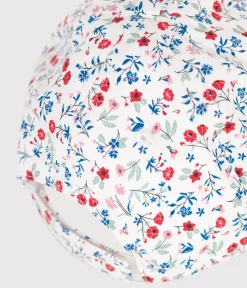 Petit Bateau Accessoires, Mützen, Caps*Kinder-Cap aus geblümtem Leinenstoff für Mädchen weiss MARSHMALLOW/weiss MULTICO