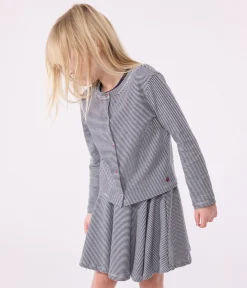 Petit Bateau Sweatshirts, Pullover, Cardigans*Kinder-Cardigan aus Baumwolle mit Streifen blau SMOKING/weiss MARSHMALLOW