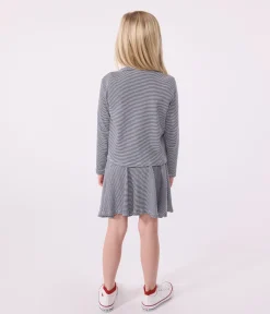 Petit Bateau Sweatshirts, Pullover, Cardigans*Kinder-Cardigan aus Baumwolle mit Streifen blau SMOKING/weiss MARSHMALLOW