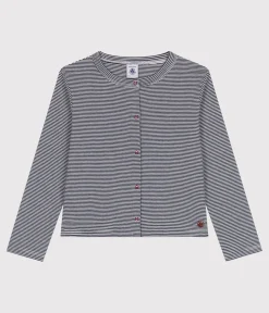 Petit Bateau Sweatshirts, Pullover, Cardigans*Kinder-Cardigan aus Baumwolle mit Streifen blau SMOKING/weiss MARSHMALLOW