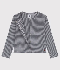 Petit Bateau Sweatshirts, Pullover, Cardigans*Kinder-Cardigan aus Baumwolle mit Streifen blau SMOKING/weiss MARSHMALLOW