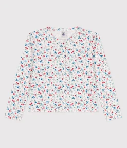 Petit Bateau Sweatshirts, Pullover, Cardigans*Kinder-Cardigan aus Baumwolle mit Blumenmuster weiss MARSHMALLOW/weiss MULTICO