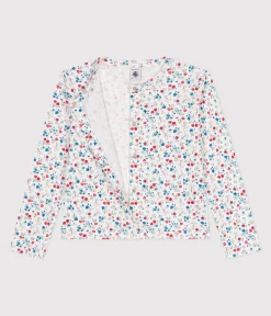 Petit Bateau Sweatshirts, Pullover, Cardigans*Kinder-Cardigan aus Baumwolle mit Blumenmuster weiss MARSHMALLOW/weiss MULTICO