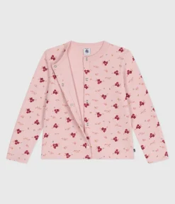 Petit Bateau Sweatshirts, Pullover, Cardigans*Kinder-Cardigan aus bedruckter Baumwolle rosa JOLI/weiss MULTICO