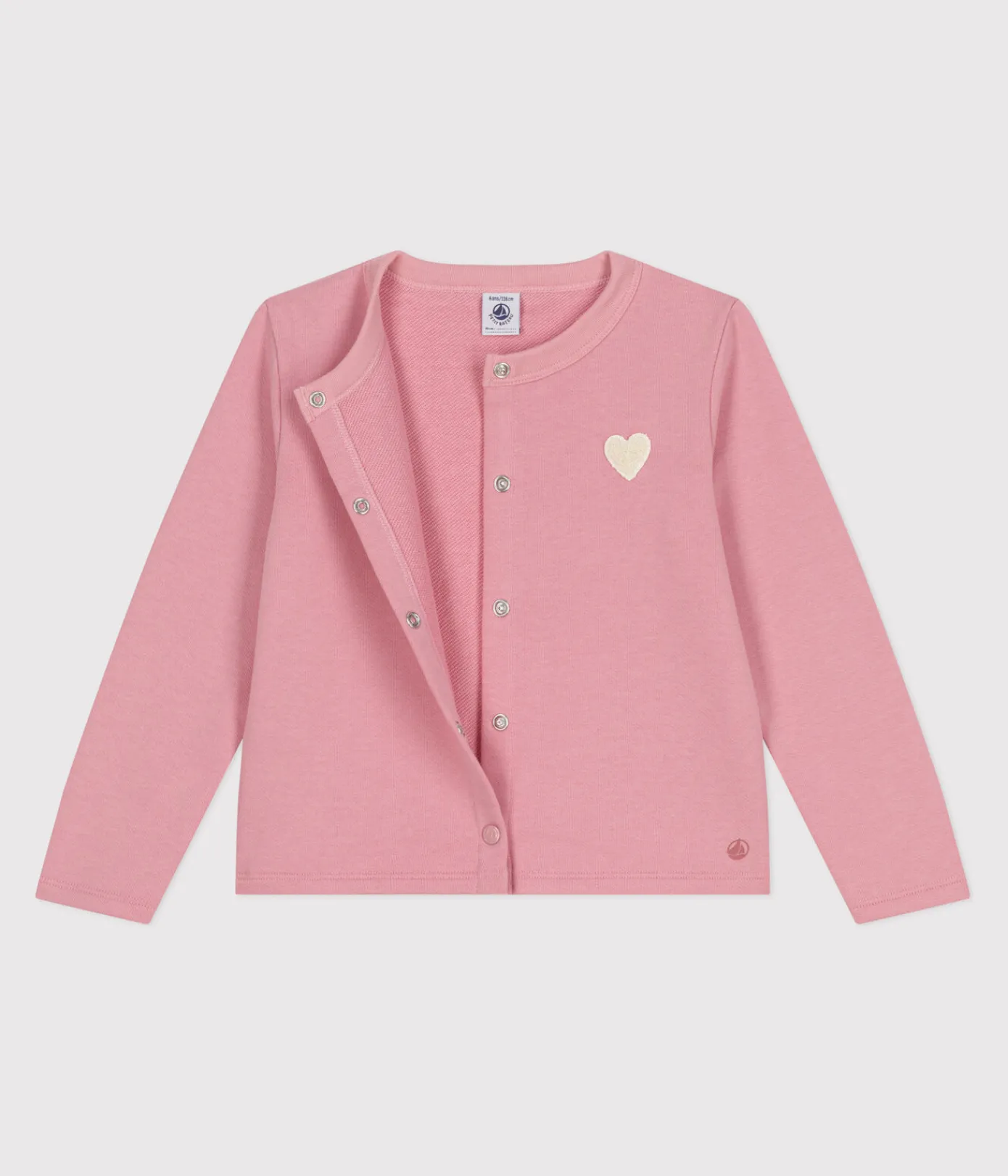 Petit Bateau Sweatshirts, Pullover, Cardigans*Kinder-Cardigan aus einfarbigem Molton rosa CHARME