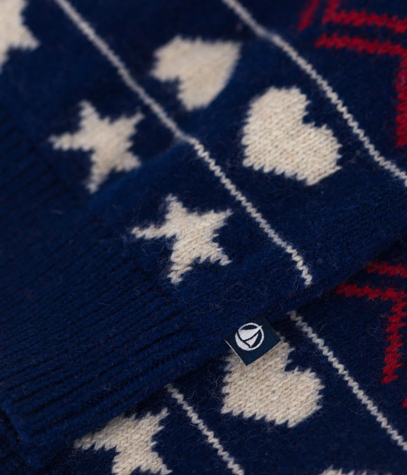 Petit Bateau Sweatshirts, Pullover, Cardigans*Kinder-Cardigan aus Woll- und Baumwoll-Jacquard für Jungen blau MEDIEVAL/weiss MULTICO