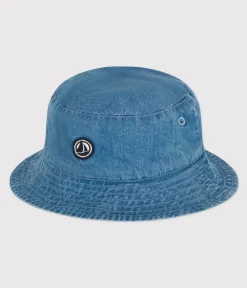 Petit Bateau Accessoires, Mützen, Caps*Kinder-Fischerhut aus blauem Denim blau DENIM CLAIR
