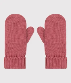 Petit Bateau Accessoires, Mützen, Caps*Kinder-Fäustlinge aus Strick mit Fleece-Futter rosa ROSEWOOD