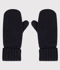 Petit Bateau Accessoires, Mützen, Caps*Kinder-Fäustlinge aus Strick mit Fleece-Futter blau SMOKING