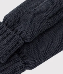 Petit Bateau Accessoires, Mützen, Caps*Kinder-Fäustlinge aus Strick mit Fleece-Futter blau SMOKING