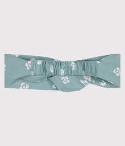 Petit Bateau Accessoires, Mützen, Caps*Kinder-Haarband aus geblümten Popeline für Mädchen blau PAUL/weiss MARSHMALLOW