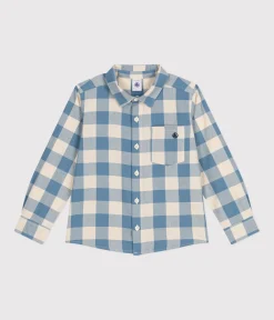 Petit Bateau T-Shirts, Poloshirts, Hemden*Kinder-Hemd aus Flanell für Jungen blau BEACH/ AVALANCHE