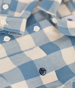 Petit Bateau T-Shirts, Poloshirts, Hemden*Kinder-Hemd aus Flanell für Jungen blau BEACH/ AVALANCHE