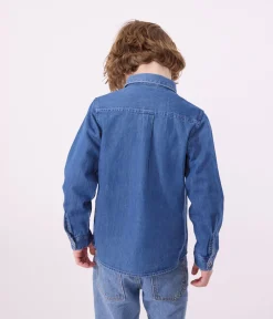 Petit Bateau T-Shirts, Poloshirts, Hemden*Kinderhemd aus leichtem Denim für Jungen blau DENIM CLAIR