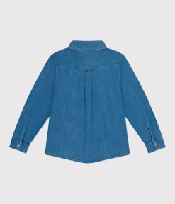 Petit Bateau T-Shirts, Poloshirts, Hemden*Kinderhemd aus leichtem Denim für Jungen blau DENIM CLAIR