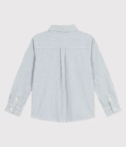 Petit Bateau T-Shirts, Poloshirts, Hemden*Kinderhemd für Jungen aus Baumwolle mit Streifen grün MILK/ GOBELIN