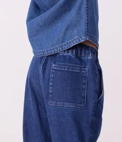 Petit Bateau Shorts, Jeans, Hosen*Kinder-Hose aus Denim grün BRUT MOYEN