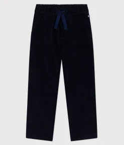 Petit Bateau Shorts, Jeans, Hosen*Kinder-Hose mit geradem Schnitt aus einfarbigem Fein-Cord blau SMOKING