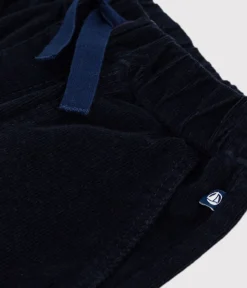 Petit Bateau Shorts, Jeans, Hosen*Kinder-Hose mit geradem Schnitt aus einfarbigem Fein-Cord blau SMOKING