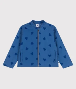 Petit Bateau Mäntel, Jacken, Regenjacken*Kinder-Jacke aus Baumwolle mit Herzmotiv blau ALASKA FONCE/ MEDIEVAL
