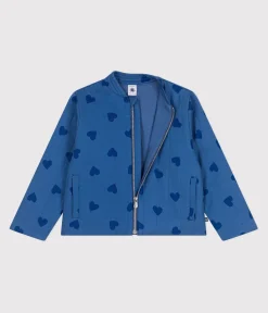 Petit Bateau Mäntel, Jacken, Regenjacken*Kinder-Jacke aus Baumwolle mit Herzmotiv blau ALASKA FONCE/ MEDIEVAL