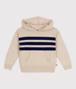 Petit Bateau Sweatshirts, Pullover, Cardigans*Kinder-Kapuzenpullover aus Wolle und Baumwolle für Jungen weiss AVALANCHE/ MEDIEVAL