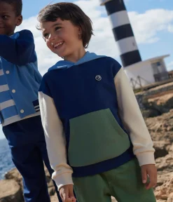Petit Bateau Sweatshirts, Pullover, Cardigans*Kinder-Kapuzensweatshirt aus einfarbiger Baumwolle blau MEDIEVAL/weiss MULTICO
