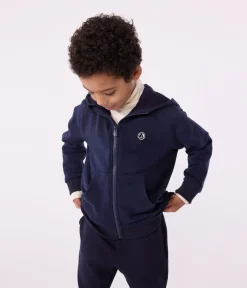 Petit Bateau Sweatshirts, Pullover, Cardigans*Kinder-Kapuzensweatshirt mit Reißverschluss aus einfarbiger Baumwolle blau SMOKING