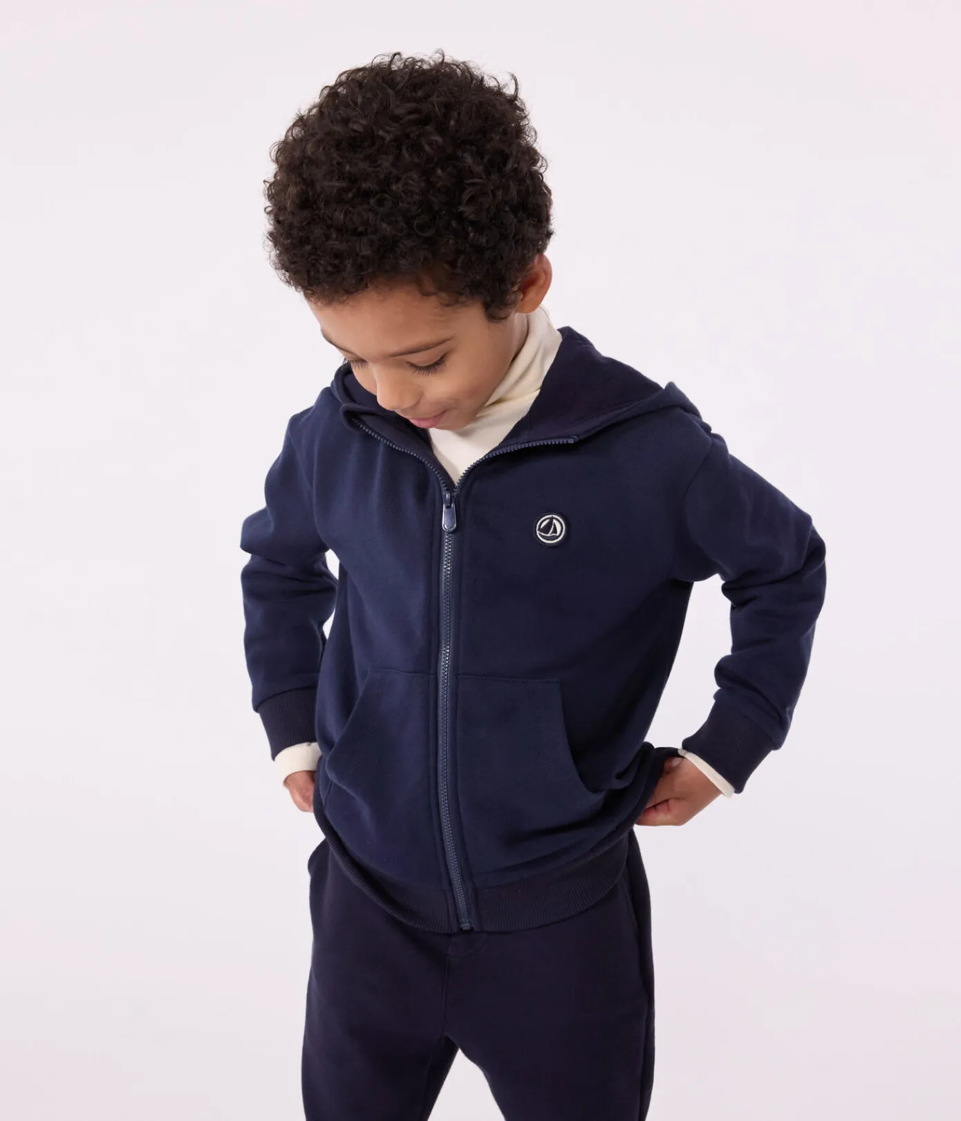 Petit Bateau Sweatshirts, Pullover, Cardigans*Kinder-Kapuzensweatshirt mit Reißverschluss aus einfarbiger Baumwolle blau SMOKING
