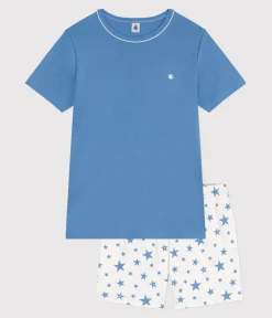 Petit Bateau Herren|Schlafanzüge, Pyjamas*Kinder-Kurzpyjama aus Baumwolle blau ALASKA/weiss MARSHMALLOW