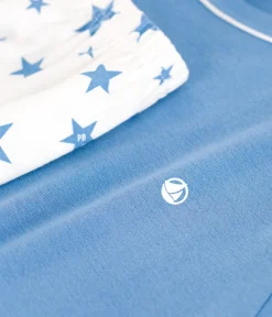 Petit Bateau Herren|Schlafanzüge, Pyjamas*Kinder-Kurzpyjama aus Baumwolle blau ALASKA/weiss MARSHMALLOW