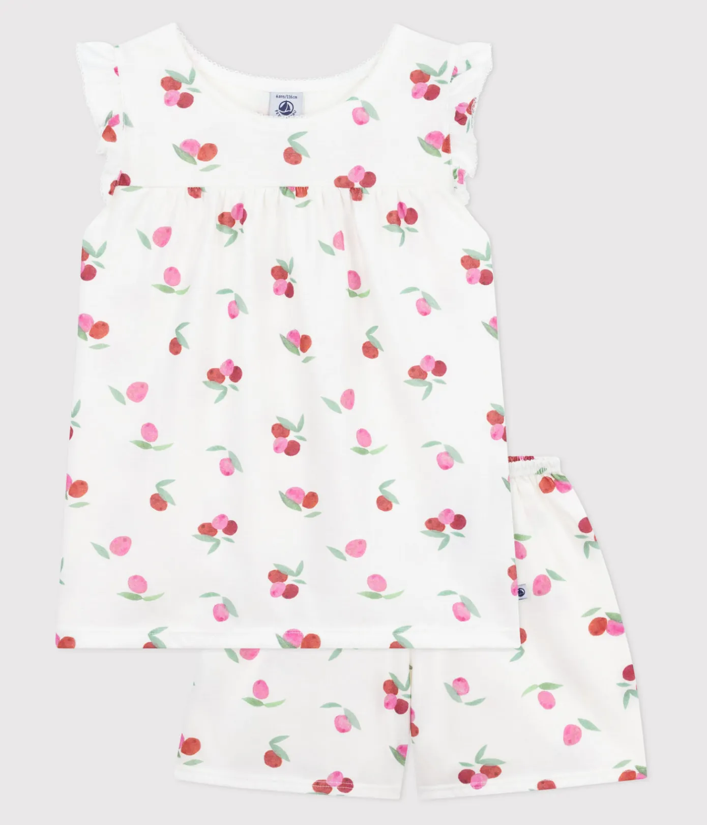 Petit Bateau Schlafanzüge, Nachthemden*Kinder-Kurzpyjama aus Baumwolle mit Frucht-Motiv weiss MARSHMALLOW/weiss MULTICO