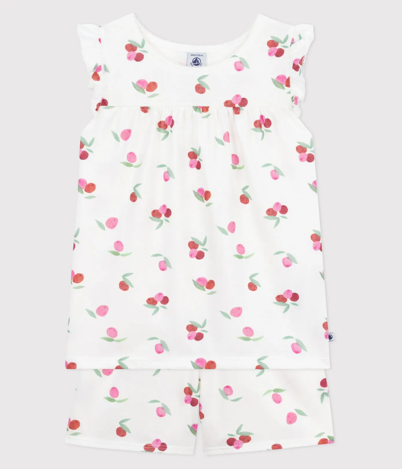 Petit Bateau Schlafanzüge, Nachthemden*Kinder-Kurzpyjama aus Baumwolle mit Frucht-Motiv weiss MARSHMALLOW/weiss MULTICO