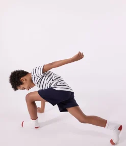Petit Bateau Schlafanzüge, Pyjamas|Schlafanzüge, Nachthemden*Kinder-Kurzpyjama aus Baumwolle im Matrosenmuster für Jungen weiss MARSHMALLOW/blau SMOKING