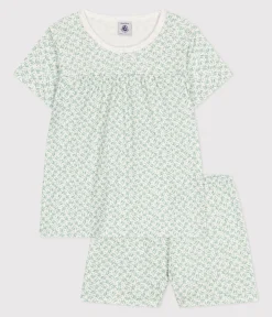 Petit Bateau Schlafanzüge, Nachthemden*Kinder-Kurzpyjama aus Baumwolle mit Blumenmotiv MARSHMALLOW/ PAUL