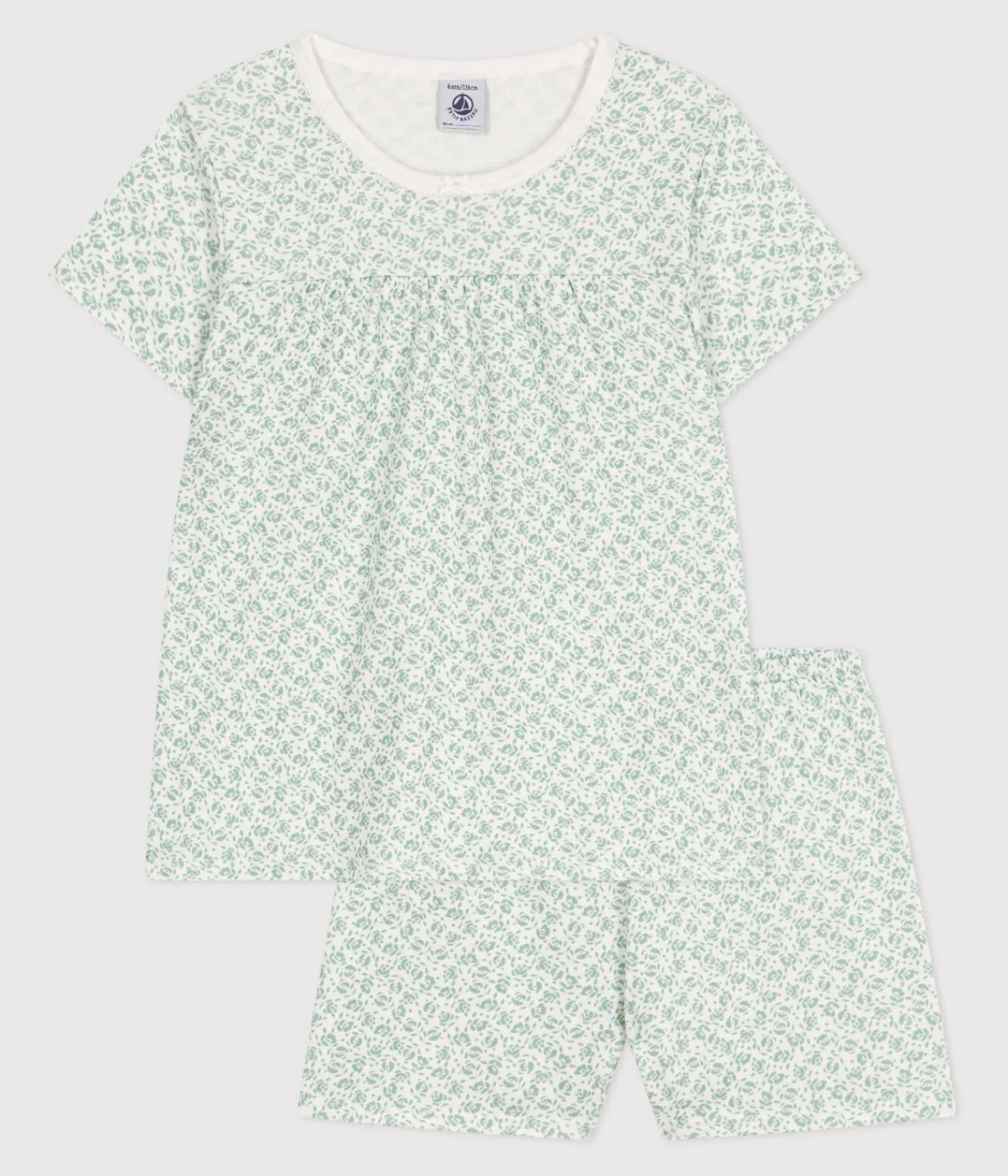 Petit Bateau Schlafanzüge, Nachthemden*Kinder-Kurzpyjama aus Baumwolle mit Blumenmotiv MARSHMALLOW/ PAUL