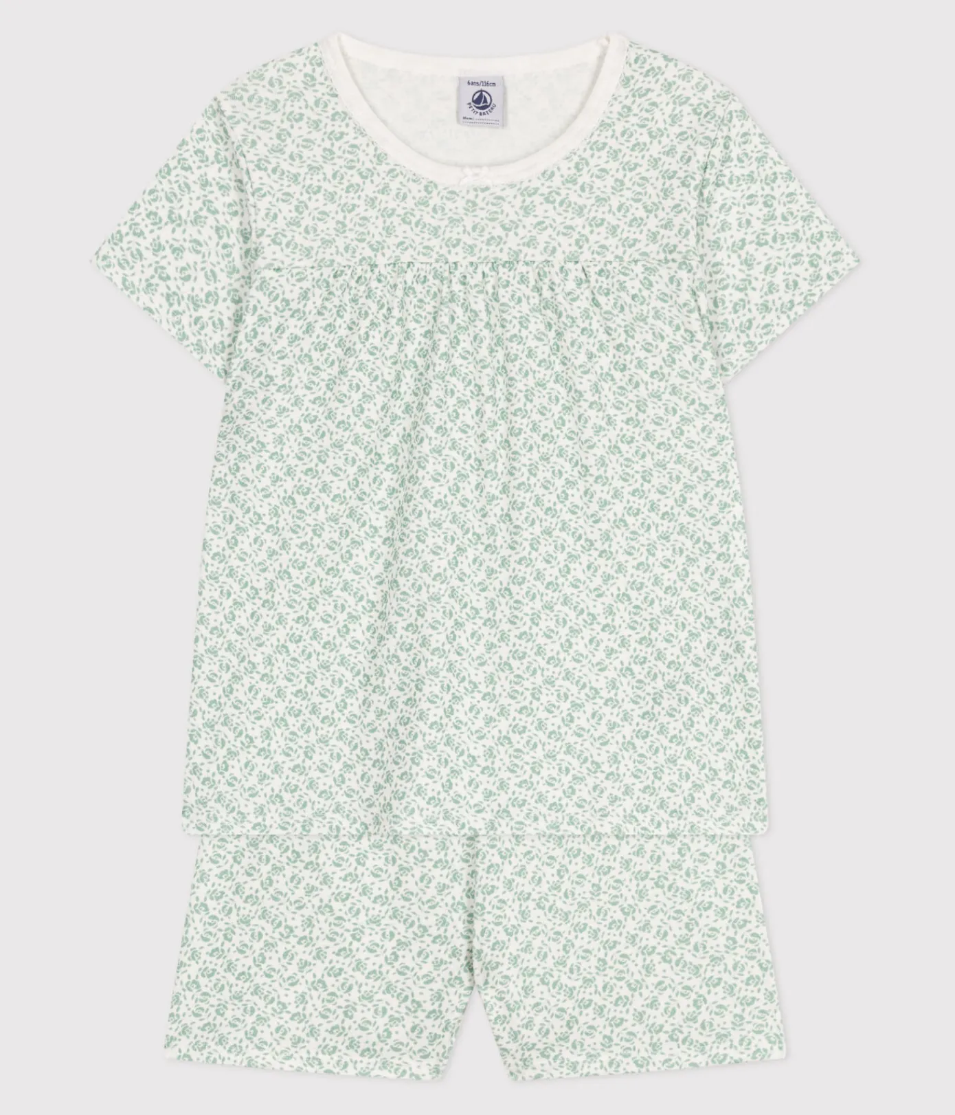 Petit Bateau Schlafanzüge, Nachthemden*Kinder-Kurzpyjama aus Baumwolle mit Blumenmotiv MARSHMALLOW/ PAUL