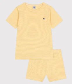 Petit Bateau Schlafanzüge, Pyjamas|Schlafanzüge, Nachthemden*Kinder-Kurzpyjama aus Baumwolle mit Streifen gelb BLE/weiss MARSHMALLOW