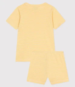 Petit Bateau Schlafanzüge, Pyjamas|Schlafanzüge, Nachthemden*Kinder-Kurzpyjama aus Baumwolle mit Streifen gelb BLE/weiss MARSHMALLOW