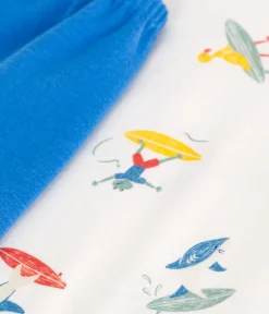 Petit Bateau Schlafanzüge, Pyjamas|Schlafanzüge, Nachthemden*Kinder-Kurzpyjama aus Baumwolle mit Surfmotiv weiss MARSHMALLOW/weiss MULTICO