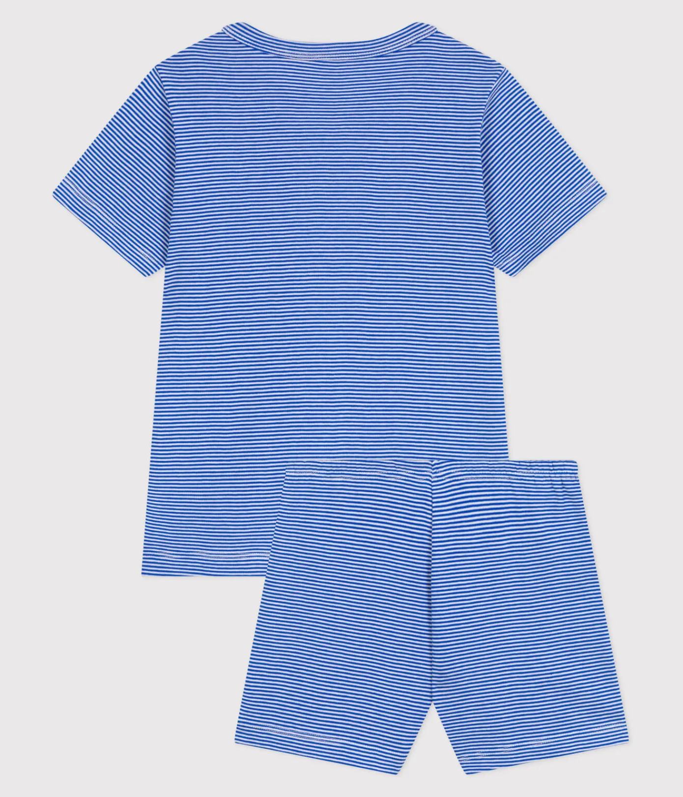 Petit Bateau Schlafanzüge, Pyjamas|Schlafanzüge, Nachthemden*Kinder-Kurzpyjama aus Baumwolle mit Streifen blau PERSE/weiss MARSHMALLOW
