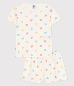 Petit Bateau Schlafanzüge, Nachthemden*Kinder-Kurzpyjama aus Baumwolle mit Herzmotiv weiss MARSHMALLOW/weiss MULTICO
