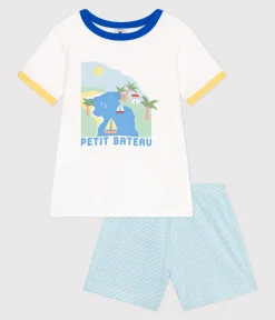 Petit Bateau Schlafanzüge, Pyjamas*Kinder-Kurzpyjama aus Baumwolle weiss MARSHMALLOW/weiss MULTICO
