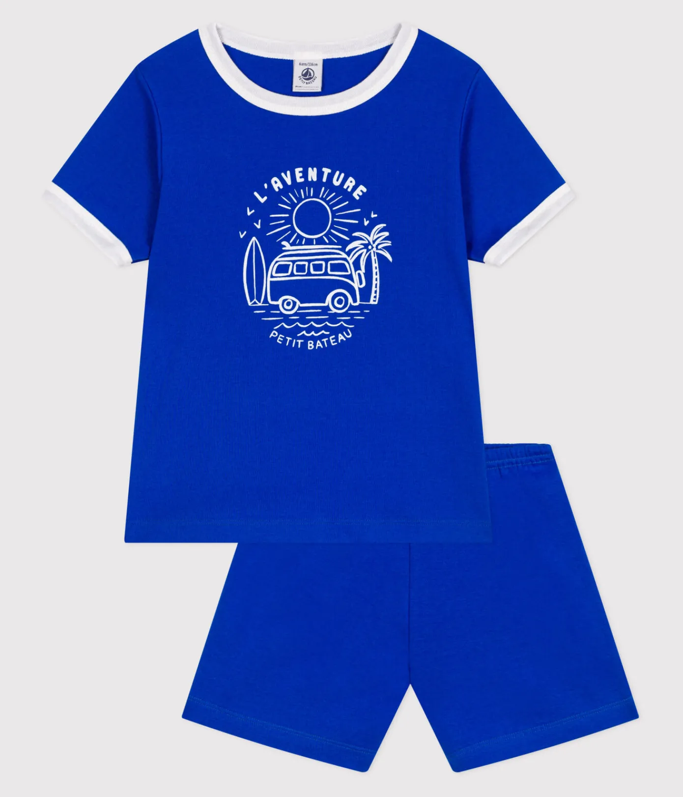 Petit Bateau Schlafanzüge, Pyjamas*Kinder-Kurzpyjama aus Baumwolle blau PERSE