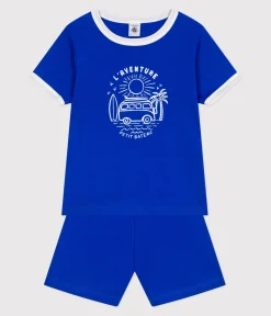 Petit Bateau Schlafanzüge, Pyjamas*Kinder-Kurzpyjama aus Baumwolle blau PERSE