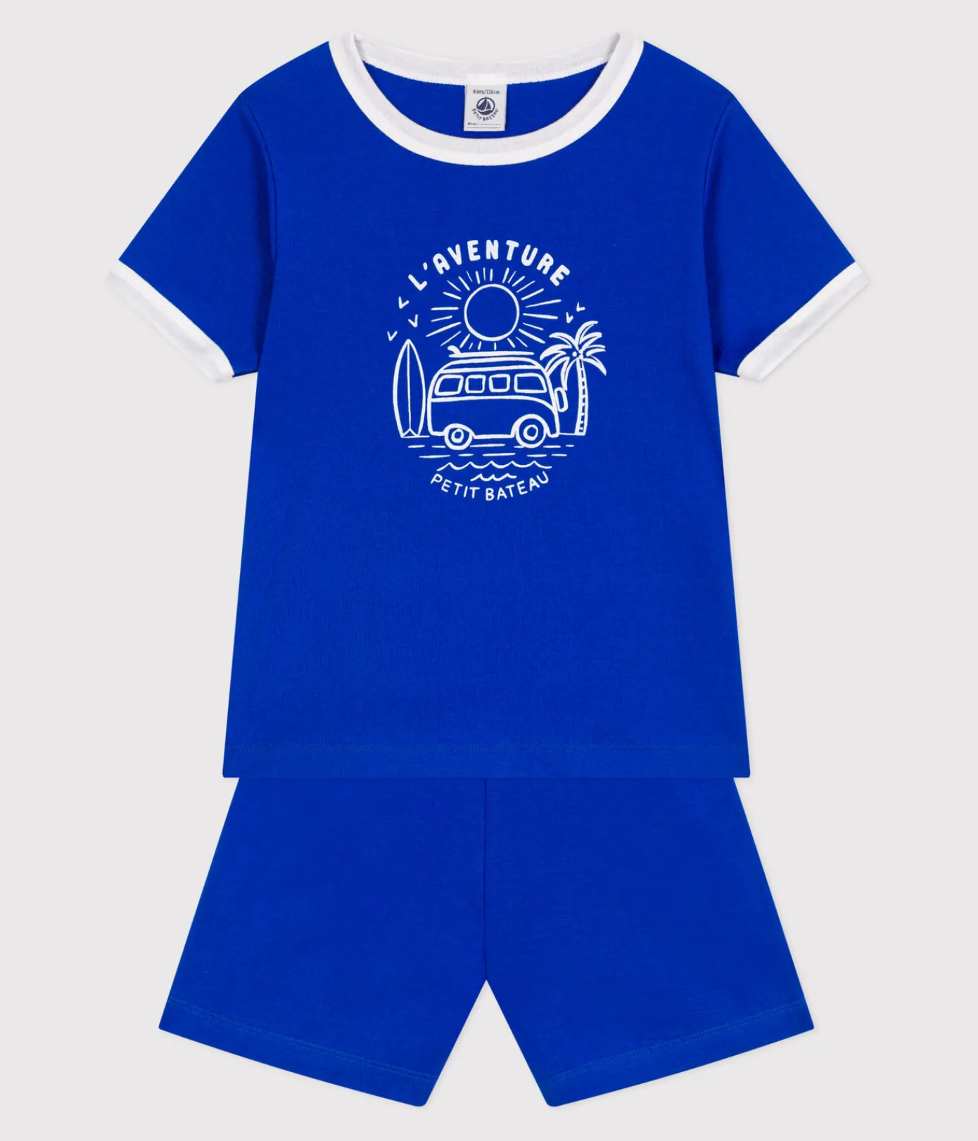 Petit Bateau Schlafanzüge, Pyjamas*Kinder-Kurzpyjama aus Baumwolle blau PERSE